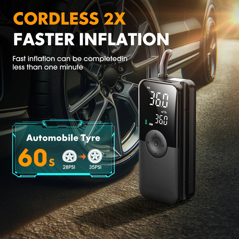 Roventa Smart Tire Inflator Pro — Digital Air Compressor for Cars, Bikes & Motorcycles